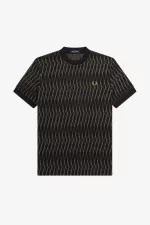 Fred Perry Argyle Jacquard Men’s T-Shirt Black | IYKHA8403