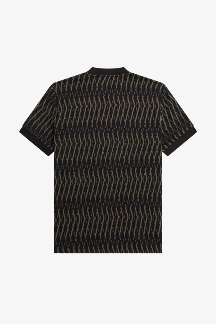 Fred Perry Argyle Jacquard Men’s T-Shirt Black | IYKHA8403