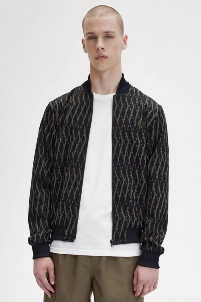 Fred Perry Argyle Men’s Track Jackets Black | NPHOI9860