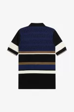 Fred Perry Argyle Panel Knitted Men’s Shirt French Navy | JZAYU3804