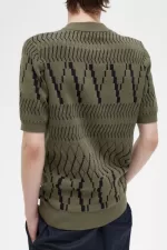 Fred Perry Argyle Panel Knitted Men’s T-Shirt Uniform Green | UJRNO3850