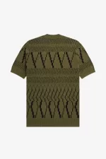 Fred Perry Argyle Panel Knitted Men’s T-Shirt Uniform Green | UJRNO3850