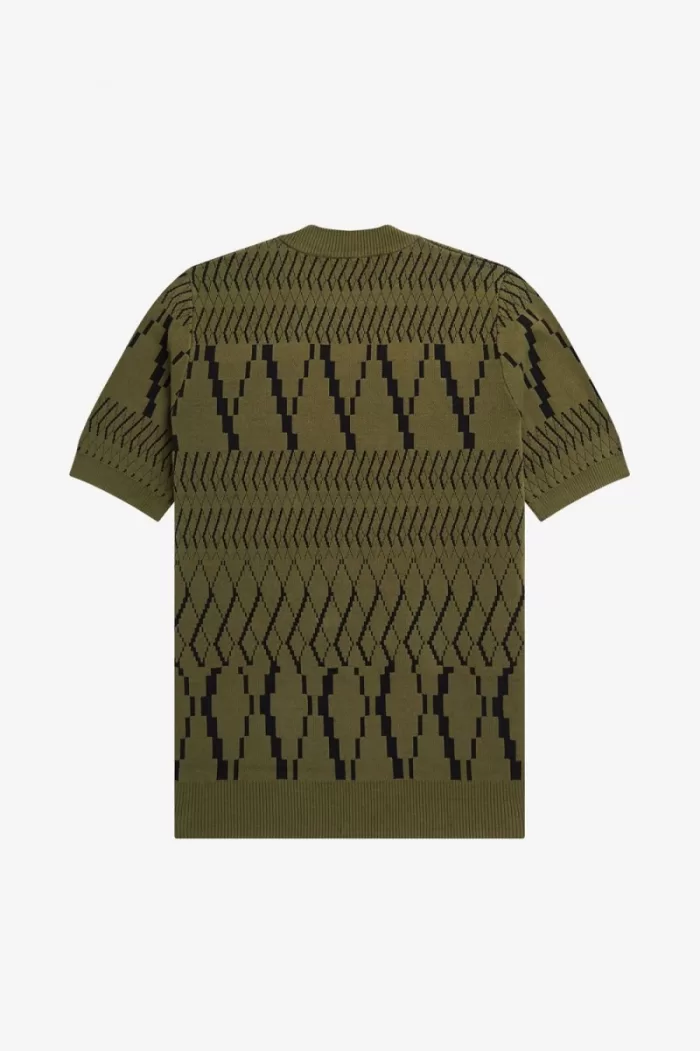 Fred Perry Argyle Panel Knitted Men’s T-Shirt Uniform Green | UJRNO3850