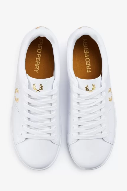 Fred Perry B721 Men’s Tennis Shoes White Metallic Gold | JNUMI7358