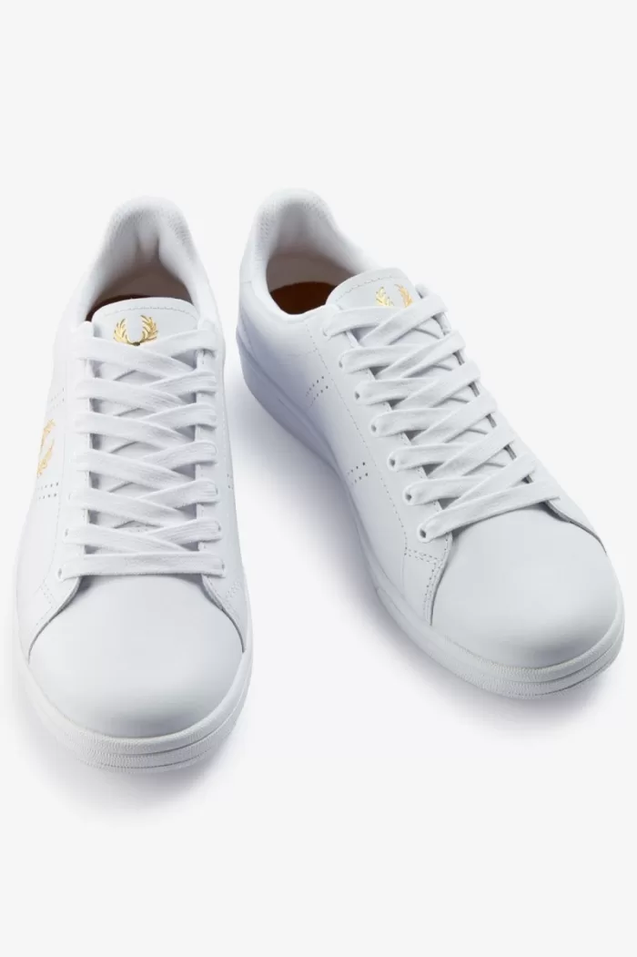 Fred Perry B721 Men’s Tennis Shoes White Metallic Gold | JNUMI7358