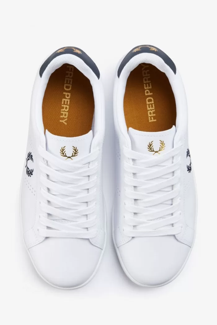 Fred Perry B721 Men’s Tennis Shoes White Navy | UIGNA3165