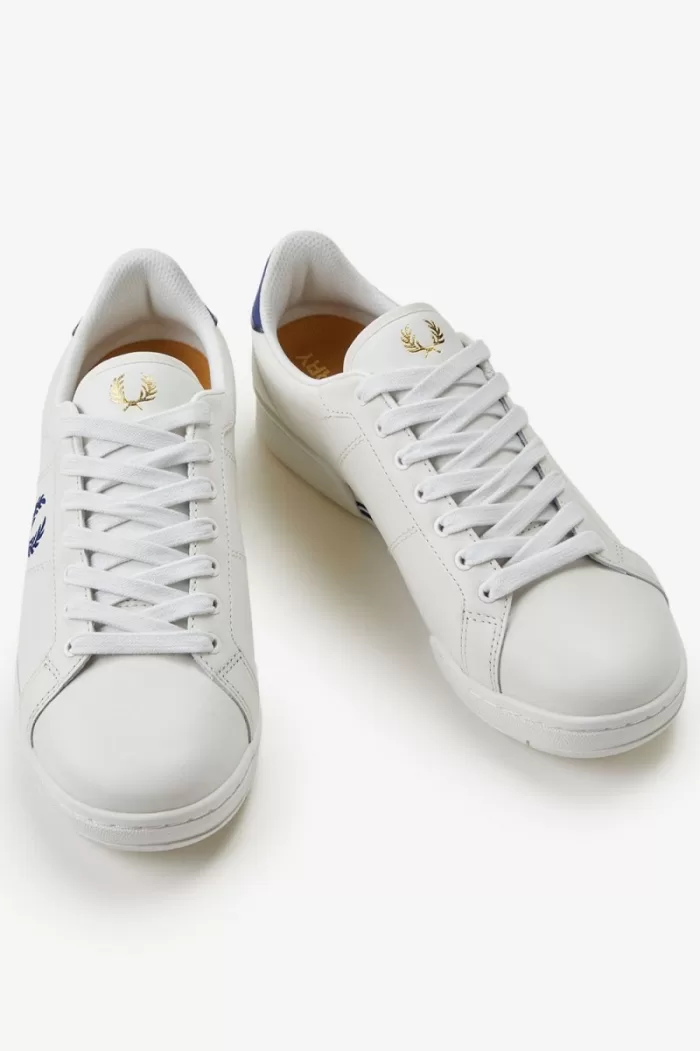 Fred Perry B722 Men’s Tennis Shoes Ivory Shaded Cobalt | VUAEC6208