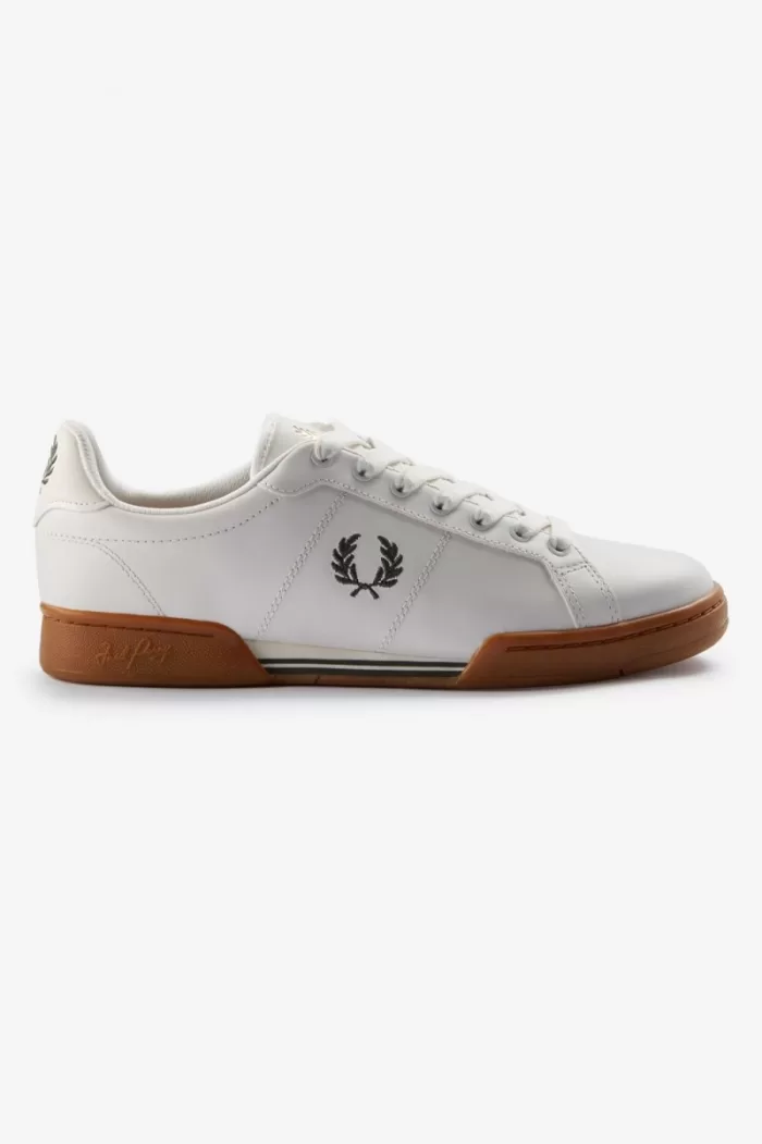 Fred Perry B722 Men’s Tennis Shoes Snow White Field Green | WXYGP0537