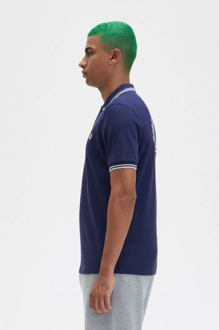 Fred Perry Back Graphic Men’s Polo Shirt French Navy | DSALT5140