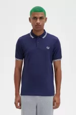 Fred Perry Back Graphic Men’s Polo Shirt French Navy | DSALT5140