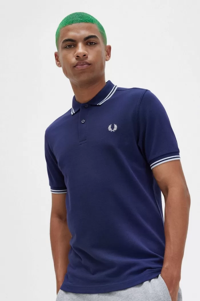 Fred Perry Back Graphic Men’s Polo Shirt French Navy | DSALT5140