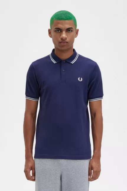 Fred Perry Back Graphic Men’s Polo Shirt French Navy | DSALT5140