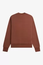 Fred Perry Badge Detail Crew Neck Men’s Sweatshirts Whisky Brown | PQJYU7625