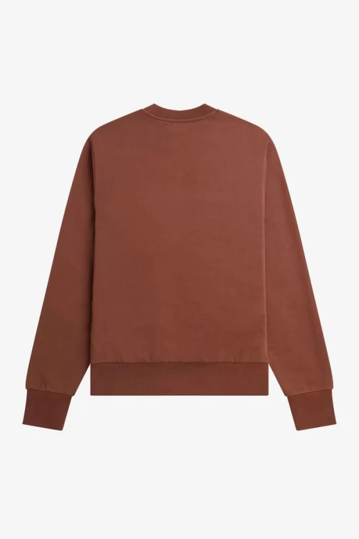 Fred Perry Badge Detail Crew Neck Men’s Sweatshirts Whisky Brown | PQJYU7625