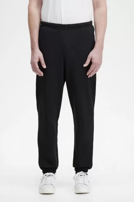 Fred Perry Badge Detail Track Men’s Pants Black | XRLSE7652