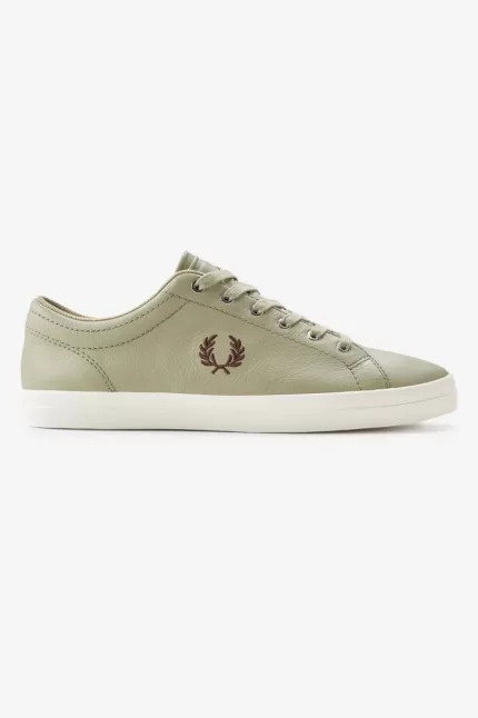 Fred Perry Baseline Men’s Tennis Shoes Warm Grey Dark Red | CRWBE2974