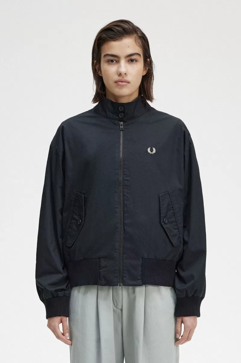 Fred Perry Batwing Zip Through Womens Jackets Navy NVRAD7041 - Fred Perry Batwing Zip-Through Women's Jackets Navy | NVRAD7041