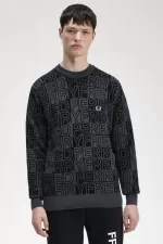 Fred Perry Block Graphic Men’s Jumper Gunmetal | FBNIP5694