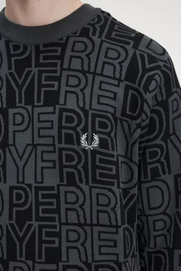 Fred Perry Block Graphic Men’s Jumper Gunmetal | FBNIP5694