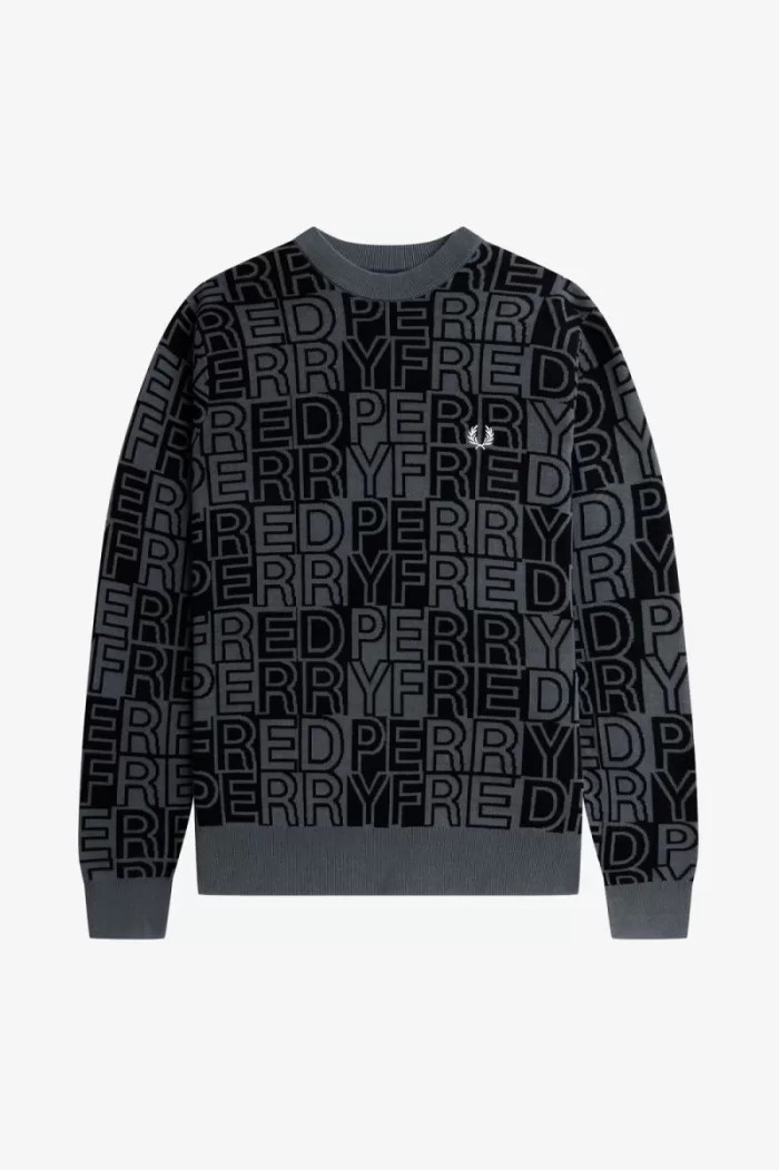 Fred Perry Block Graphic Men’s Jumper Gunmetal | FBNIP5694