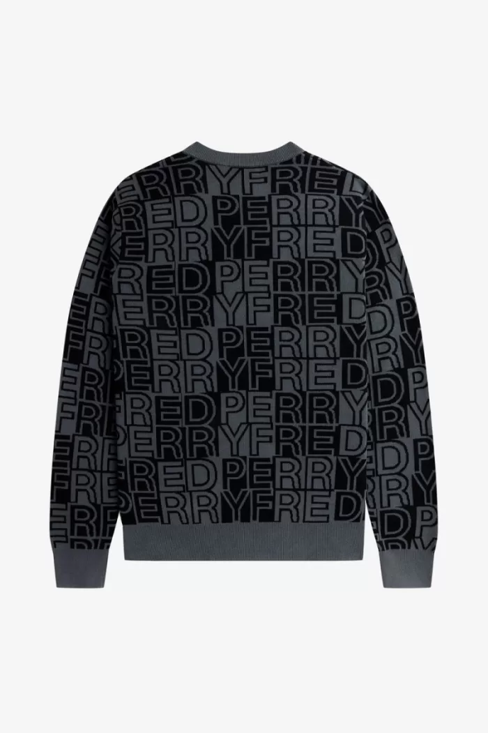 Fred Perry Block Graphic Men’s Jumper Gunmetal | FBNIP5694