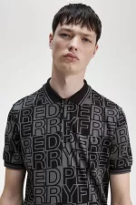 Fred Perry Block Graphic Men’s Polo Shirt Gunmetal | QYDIW8157