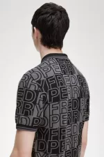 Fred Perry Block Graphic Men’s Polo Shirt Gunmetal | QYDIW8157