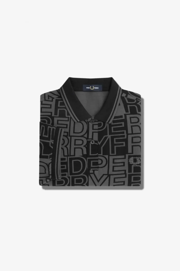 Fred Perry Block Graphic Men’s Polo Shirt Gunmetal | QYDIW8157