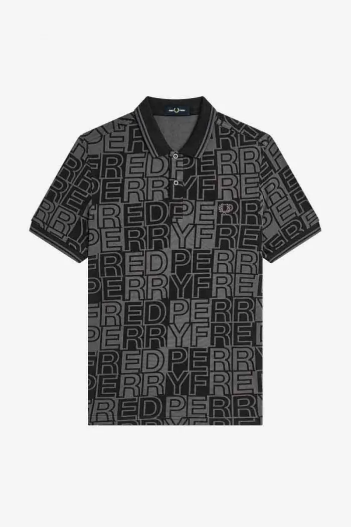 Fred Perry Block Graphic Men’s Polo Shirt Gunmetal | QYDIW8157