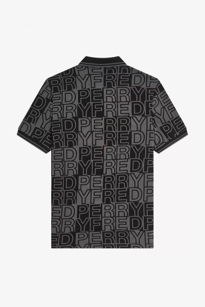 Fred Perry Block Graphic Men’s Polo Shirt Gunmetal | QYDIW8157