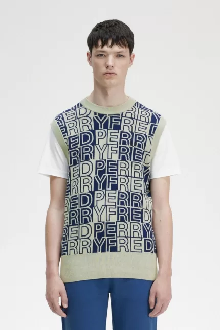 Fred Perry Block Graphic Men’s Tanks Mint | DFIWG5967