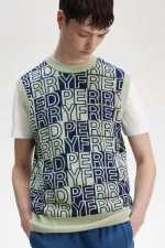 Fred Perry Block Graphic Men’s Tanks Mint | DFIWG5967