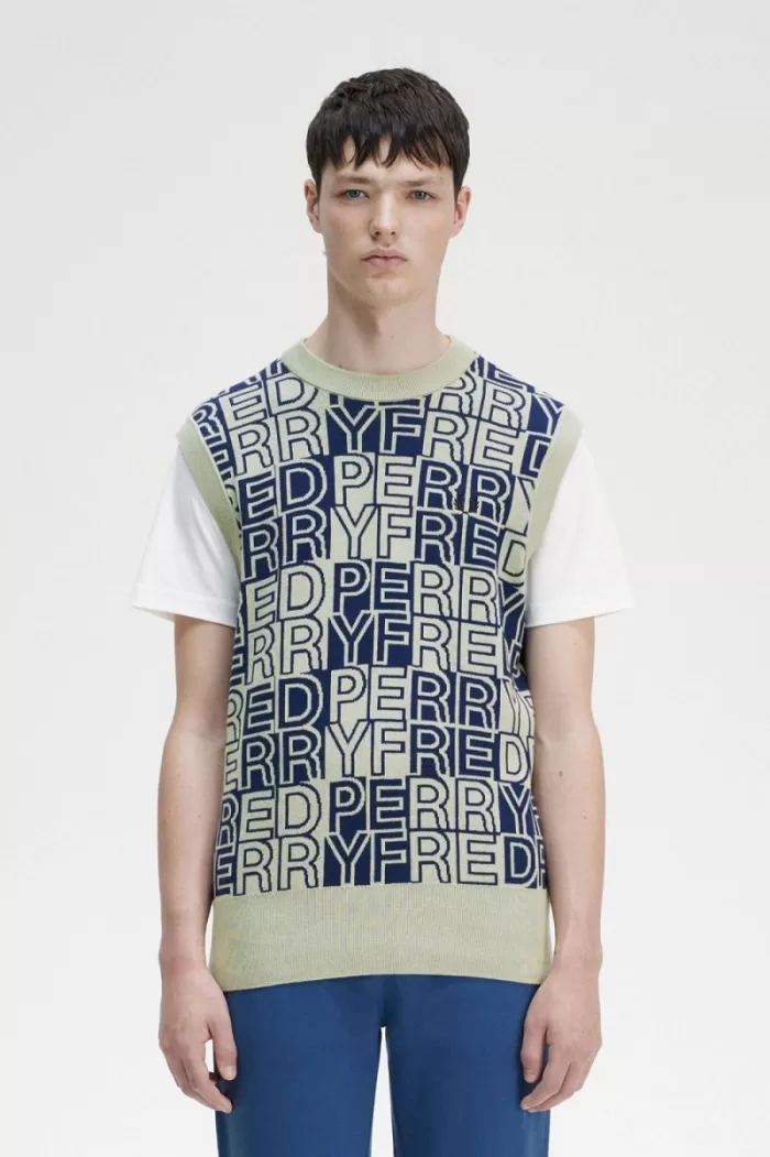 Fred Perry Block Graphic Men’s Tanks Mint | DFIWG5967