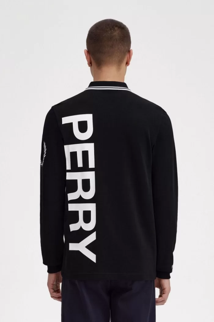 Fred Perry Bold Graphic Long Sleeve Men’s Shirt Black | ESVDK8910