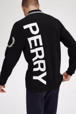 Fred Perry Bold Graphic Long Sleeve Men’s Shirt Black | ESVDK8910