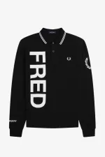 Fred Perry Bold Graphic Long Sleeve Men’s Shirt Black | ESVDK8910