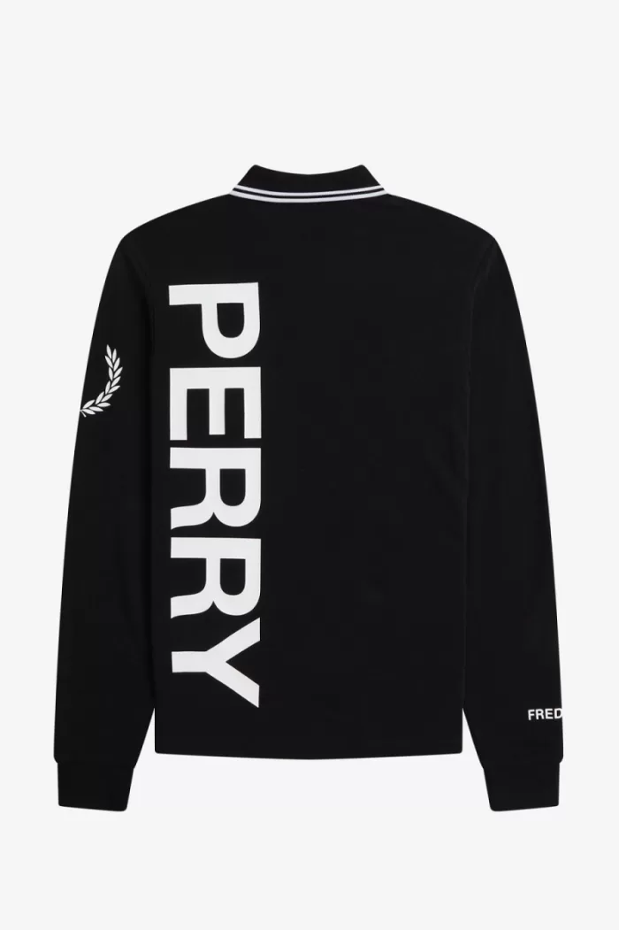 Fred Perry Bold Graphic Long Sleeve Men’s Shirt Black | ESVDK8910