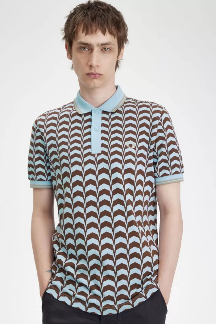 Fred Perry Bold Print Men’s Polo Shirt Turquoise | QBSRZ2689