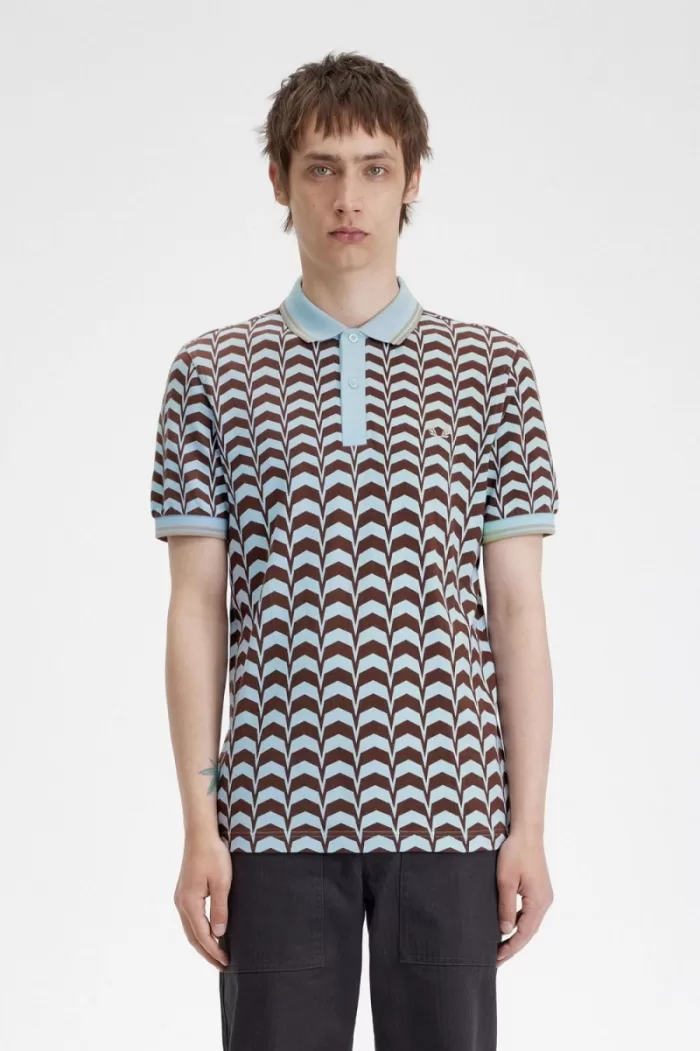 Fred Perry Bold Print Men’s Polo Shirt Turquoise | QBSRZ2689