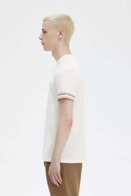 Fred Perry Bold Tipped Piqué Men’s T-Shirt Beige | KUANL3801