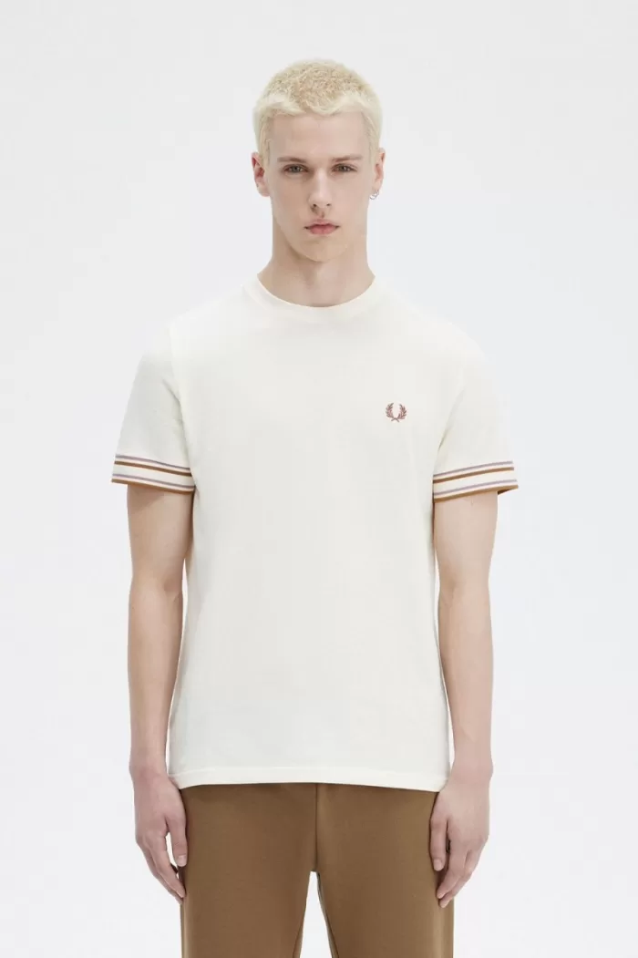 Fred Perry Bold Tipped Piqué Men’s T-Shirt Beige | KUANL3801