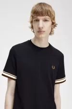 Fred Perry Bold Tipped Piqué Men’s T-Shirt Black | UVYNL8512