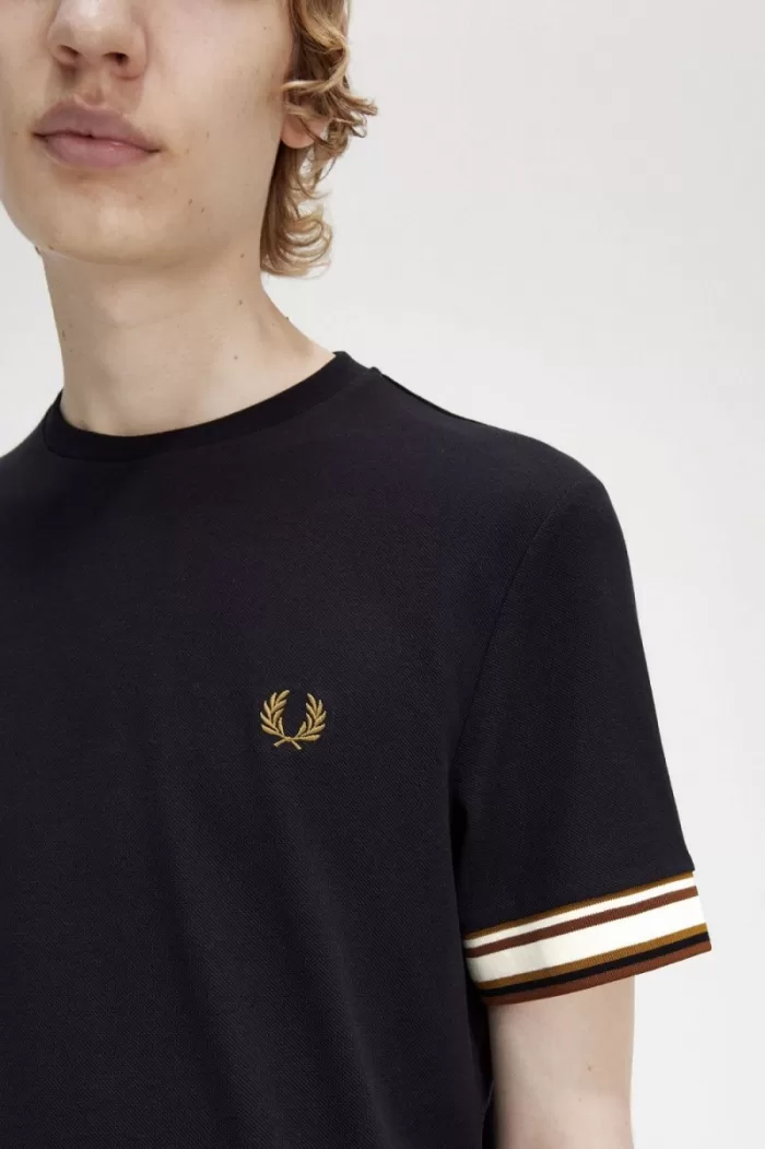 Fred Perry Bold Tipped Piqué Men’s T-Shirt Black | UVYNL8512