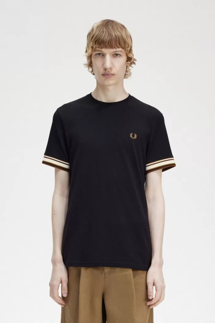 Fred Perry Bold Tipped Piqué Men’s T-Shirt Black | UVYNL8512