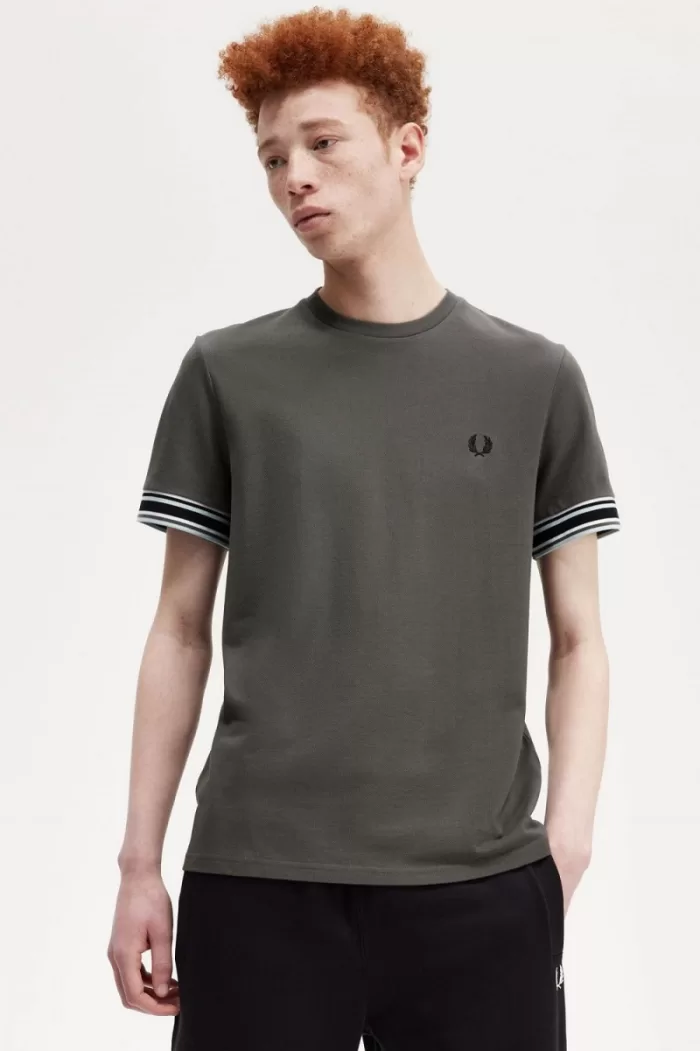 Fred Perry Bold Tipped Piqué Men’s T-Shirt Field Green | XJECG7934