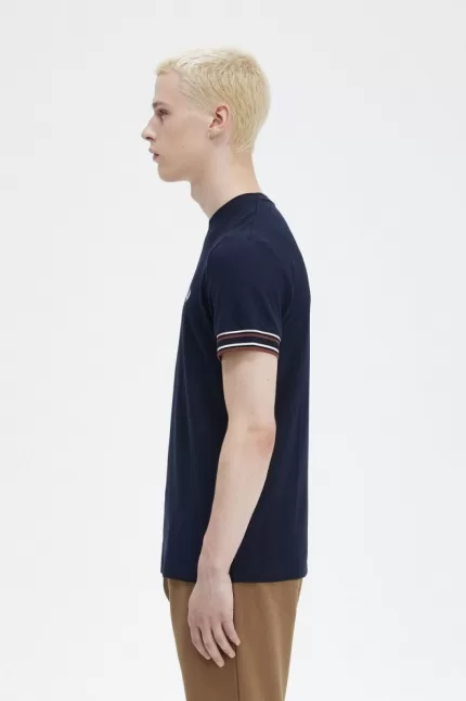 Fred Perry Bold Tipped Piqué Men’s T-Shirt Navy | MSXPC6281