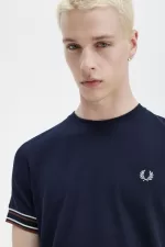 Fred Perry Bold Tipped Piqué Men’s T-Shirt Navy | MSXPC6281