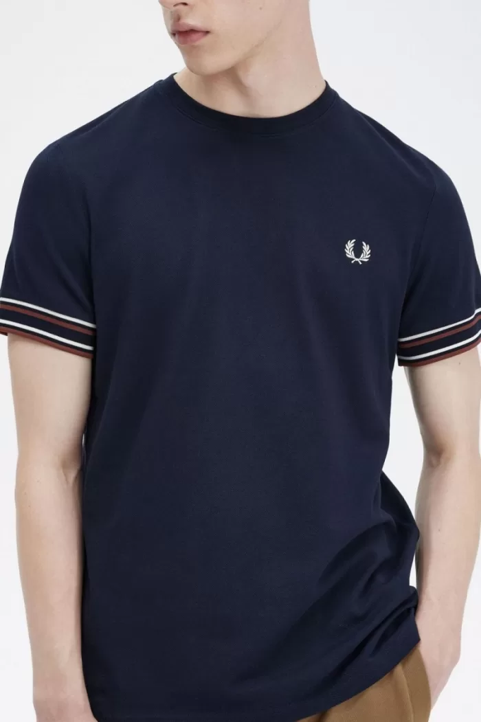 Fred Perry Bold Tipped Piqué Men’s T-Shirt Navy | MSXPC6281