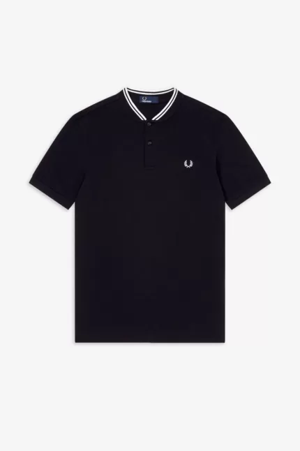 Fred Perry Bomber Collar Men’s Polo Shirt Black | CZBNH7801