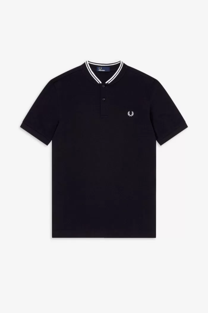 Fred Perry Bomber Collar Men’s Polo Shirt Black | CZBNH7801